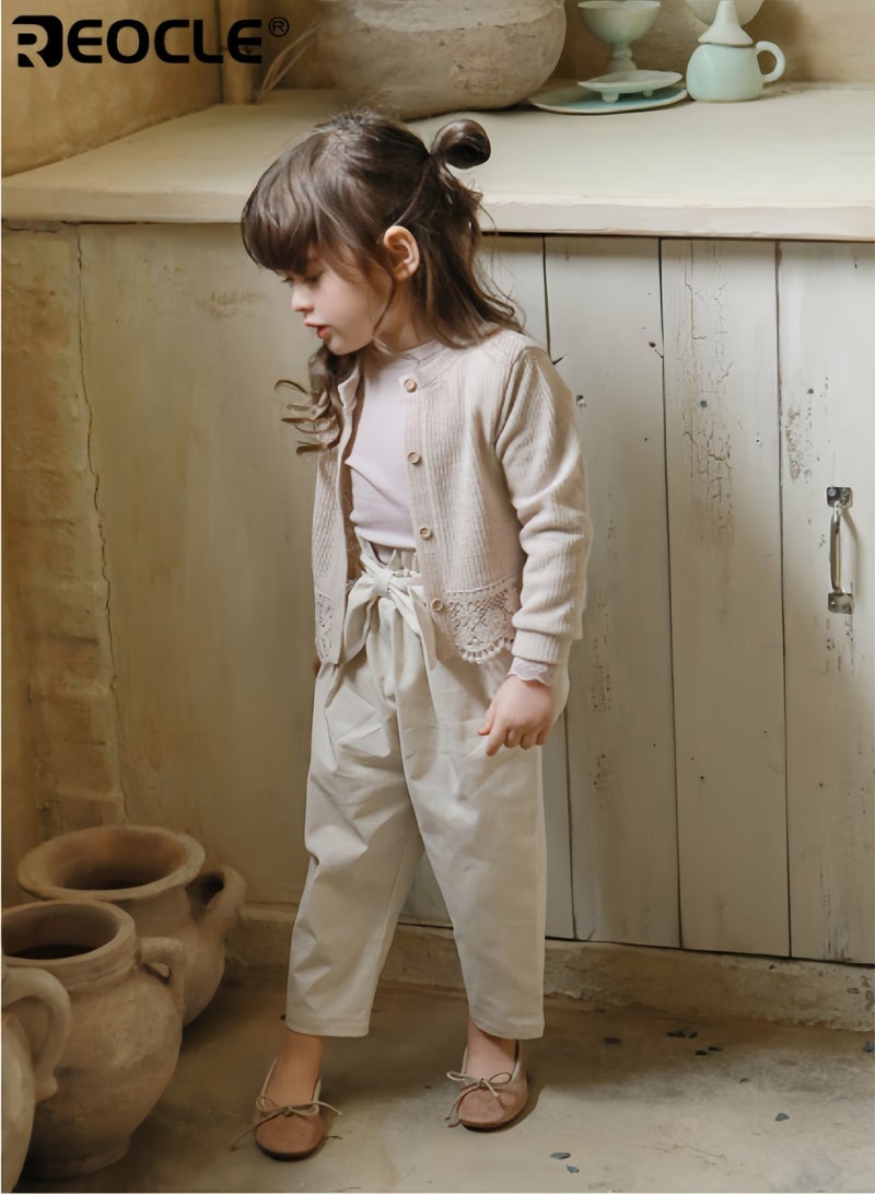 REOCLE Girl's Cardigan with Fall Winter Warmth and Soft Knit Design Toddler Sweater Coat with Button Front for Casual Outfits - Image 4